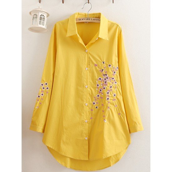 Embroidery Patterned Loose Shirt